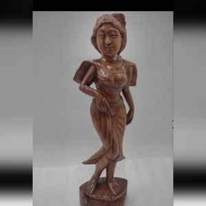 LARGE Vintage Chinese Asian Carved Wooden Statue Of A Woman